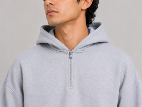 Image of Half Zipper Solid Hoodie for Men | Sweatshirt for Men