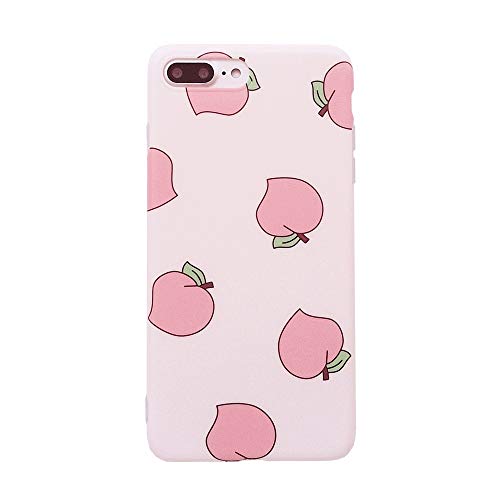 YeLoveHaw 7 Plus / 8 Plus Cute Case for Girls, Flexible Soft Slim Fit Full Protective Shell Phone Case with Summer Style Pink Juicy Peach Fruit Pattern for 7/8 Plus 5.5 Inch(Peach)