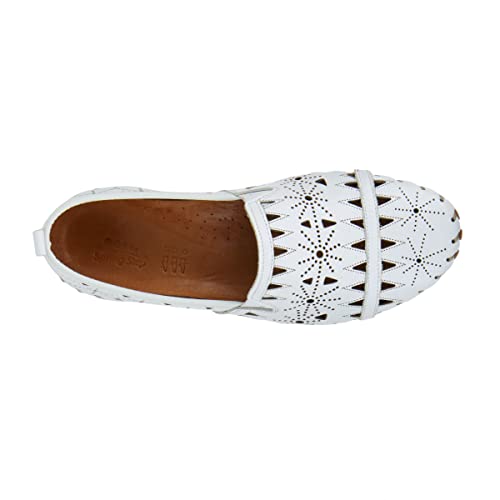 Image of Spring Step Women's Leather Fusaro Loafer Shoe | Comfortable Slip-On Shoes with Rubber Outsole | Ladies Casual Walking Driving Loafers for Work | Leather loafer with V-shaped stretch goring, round toe design, soft lining and flexible rubber outsole.