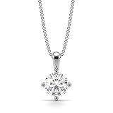 Tabolik 0.10 CTW Certified 100% Natural Round Solitaire Diamond (Color-HI, Clarity-I1) Pendant Necklace for Women in 9K White Gold | Prong Set Diamond Pendant with Chain