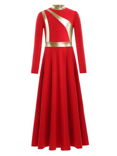 Robe de danse lyrique pour filles à manches longues costume de chœur blanc - 4