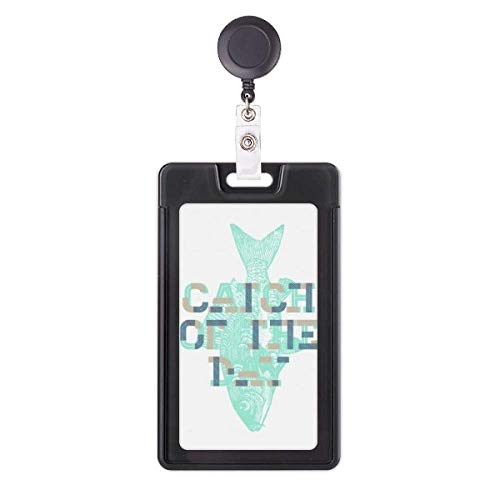 Porte-badge enrouleur avec motif poisson bleu pour pass de bureau