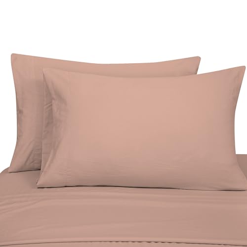 Image of ROYALE LINENS 4 Piece King Sheets Set - Soft Brushed 1800 Microfiber Bedding - 1 Fitted and 1 Flat Sheet, 2 Pillow case - Wrinkle Free & Fade Resistant - Hotel Luxury Bed Sheets Set (Dusty Rose, King)