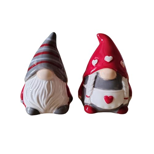 Wsmart Gnome Salt and Pepper Shakers Set - Cute Ceramic Kitchen Accessories,Red Novelty Gifts for Couples,Unique Small Figurine for Home & Holiday Decor