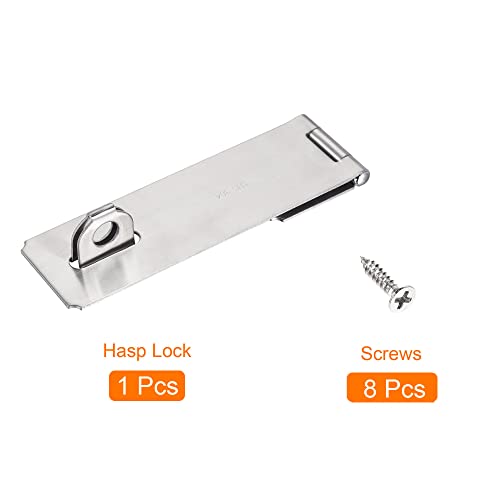 Image of MECCANIXITY 6 Inch Stainless Steel Thick Door Latch Hasp Lock Heavy Padlock Clasp with Screws for Cabinet Closet Gate, Silver
