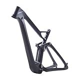 Tideace Full Twinloc Suspension XC Carbon Mountain Bike Frame Disc 29er MTB Carbon 29er/27.5er Plus Boost Suspension Frame (Black Glossy, 29er 19inch)