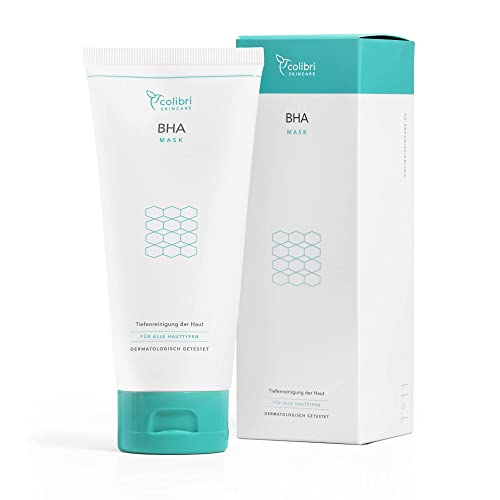 colibri skincare Aktivkohle Gesichtsmaske mit 2% BHA Salicylsäure - 150 ml - reinigt das Gesicht und verkleinert Poren - Hautreinigung für Gesicht gegen Mitesser mit Totes-Meer-Salz - Made in Germany Cover