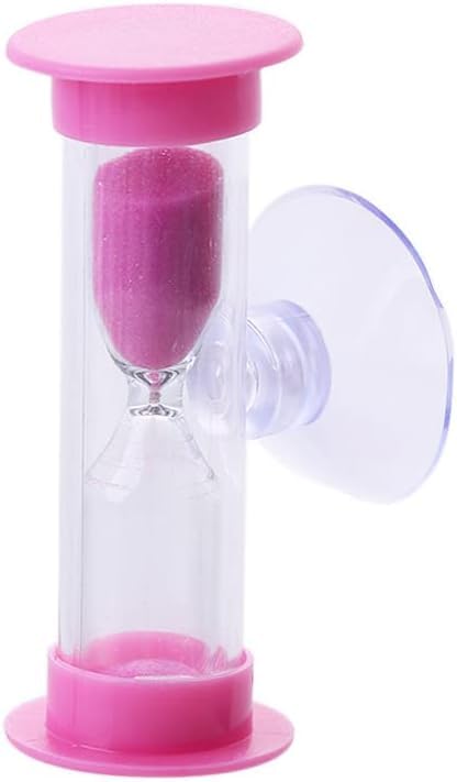 2 Minutes Pink Plastic Sand Timer Hourglass Sand Clock with Suction Cup Time Funnel Shower Timer Tooth Brushing Time Reminder Kitchen Utensils and