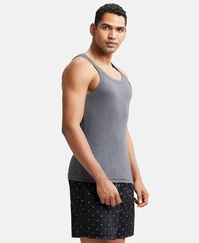 Image of Jockey US26 Men Super Combed Cotton Rib Square Neck Gym Vest