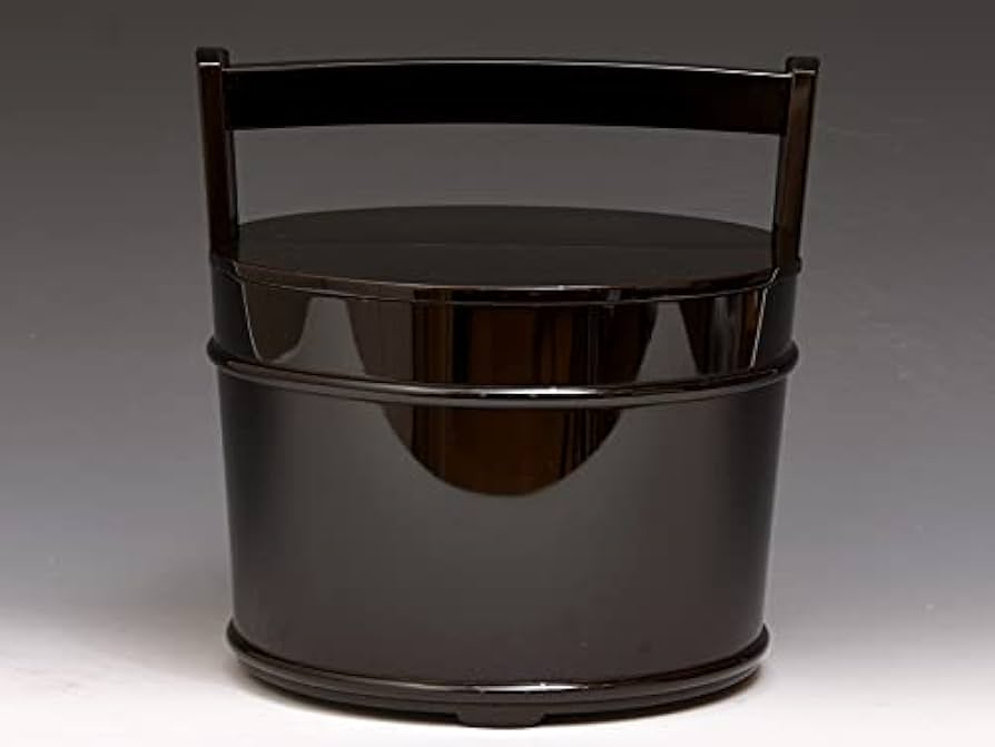 手桶水指　塗師　真塗　内朱　水指　極上品　お茶道具　時代箱付　時代物　漆芸　茶事 真手桶（しんのておけ）