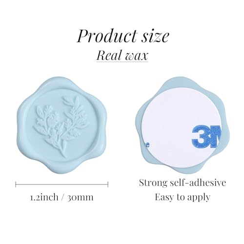 UNIQOOO Wax Seal Stickers - Eucalyptus Wedding Invitation Envelope Seal Stickers, 50 Pcs Self- Adhesive Light Blue Stickers, Perfect for Invitation, Christmas, Gift Wrapping