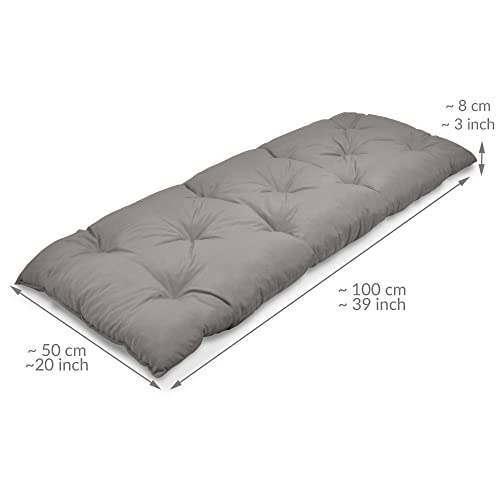 Beautissu Bankauflage Flair BK - Sitzkissen für Gartenbank - Polster Auflage Outdoor - Bankpolster Auflage für Sitzbank & Hollywoodschaukel - ca. 100x50x10 cm - Hellgrau