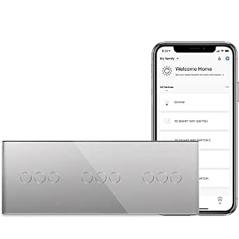 BSEED Interruptor de Luz Inteligente Alexa de Vidrio Triple