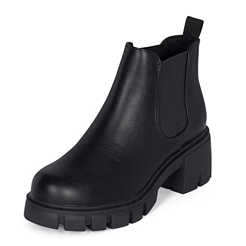 : Dance - Womens Platform Ankle Boots Elastic Chunky Block Heel Chelsea Booties Lug Sole Combat Shoes3