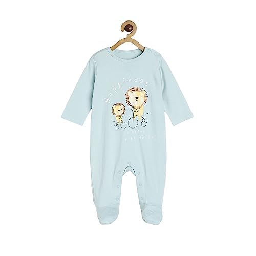 Image of miniklub Baby Front Open Long Sleeve Full Length Knitted Cotton Sleep Suit (Yellow Color)