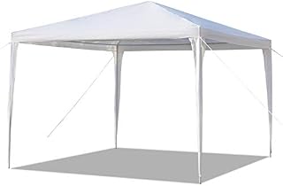 SEEZSSA Garden Gazebo 3m x 3m, Marquee Garden Canopy with Coated Steel Frame, Outdoor Waterproof Gazebo Camping Party Tent, Awning Shade Shelter for Wedding Festival Beach, Easy Assembly, White