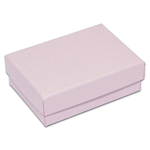 TheDisplayGuys 100-Pack #32 Cotton Filled Cardboard Paper Jewelry Box Gift Case - Pink (3 1/4