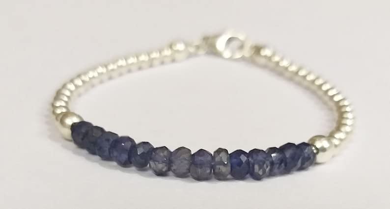 Bracelet iolite 3.5mm anti-ternissement fermoir argenté robuste - 2