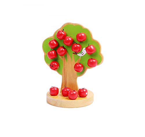 Árbol de Manzana de Estanque Natural, magnético, para enchufar y Jugar, Juguete de Madera para niños para Promover la motricidad a Partir de 3 años, Incluye Manzanas