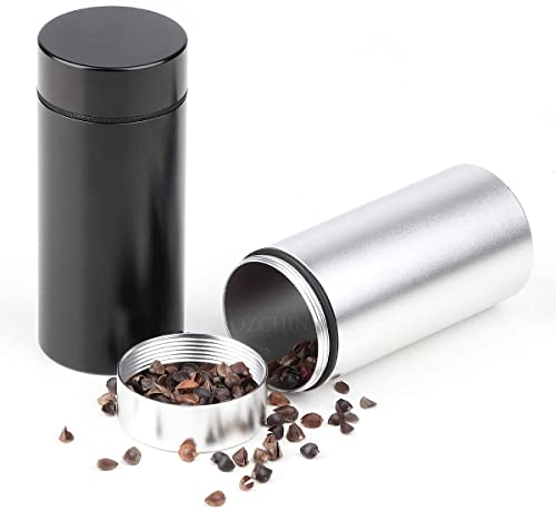 Ozchin Aluminum Storage Jar Portable Airtight Smell Proof Container Bottle Multipurpose Storage Container For Spices, Coffee & Teas 80Ml (Silver&Black) #TOP2