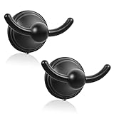FILTA Bathroom Towel Hooks, Matte Black Robe & Towel Hooks for Wall Mounted, Traditional Towel and Robe Hooks for Hanging Towels, Bath Towel Holder for Shower(2 Pack)