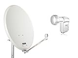 Con un diámetro de 60 cm Antena de satélite opticum QA60 de Acero con Octo LNB (60 cm) de Color Gris Claro