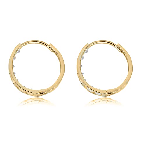 Avora 10K Yellow Gold Channel Set Simulated Diamond Cz Huggie Hoop Earrings #TOP1