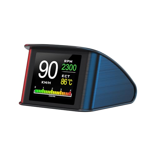 AMROOLOO Ecrã HUD para carro, velocímetro inteligente OBD digital com alarme de sobrevelocidade, KMH e MPH, ecrã LCD TFT de 2,2 polegadas, compatível com Volkswagen Ranger 2008-2020, compatível