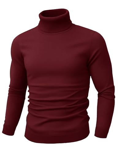 EKLENTSON Men's Turtleneck Sweaters Knitted Pullover Long Sleeve Lightweight Slim Fit Sweater Fall Winter