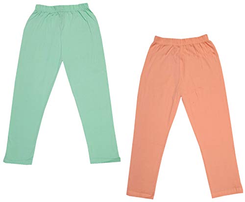 Image of IndiWeaves Girls Super Soft Cotton Solid Capri Pants (Peach, Sea Green, 12-14 Years) Pack of 2