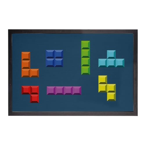 Paillasson bleu retro gaming arcade 60x40cm pour entree