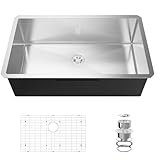 VINGLI Undermount Commercial Kitchen Sink,32' Stainless Steel Utility Farmhouse Sink, Deep Workstation Sink, Single Bowl Sink for RV, Kitchen, Restaurant, Travel Trailer, Garage