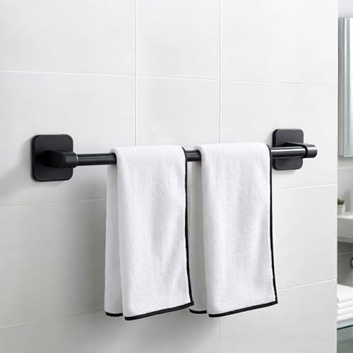 Image of Amazon Basics Self Adhesive 24 Inch Bathroom Towel Hanger for Wall - Space Aluminum Towel Rod | Self Adhesive No Drill Rustproof Modern Towel Bar Rack for Bathroom & Kitchen