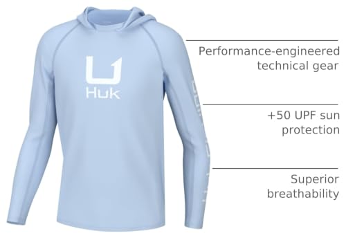 Image of HUK Boys' Icon X Hoodie, Fishing Shirt with Sun Protection for Kids