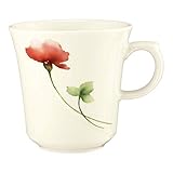 0.37 L inhalt Seltmann 001.525716 Luxor Porzellan Obere zur Milchkaffeetasse Kelch, Rund mit Relief, Creme/Grün/Rot, 34426 Livorno Floral Dekor, 0.37 L, 9.8cm Durchmesser, 9.9cm Höhe, 6 Stück