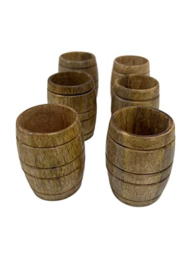Collectiblesbuy Handmade Mango Wood Cups Set Of 6 Wooden Barrel Shaped Beer Mug Coffee Mug Small Travel Camping Cup Wood Beer Tea Cup Drinking Portable Mug For Men Wine Cup Beer Mugs Steins #TOP4
