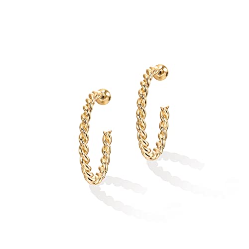 PAVOI 14K Gold Plated 2.5mm Twisted Rope Hoop Earrings for Women | Round Hoops Earrings3