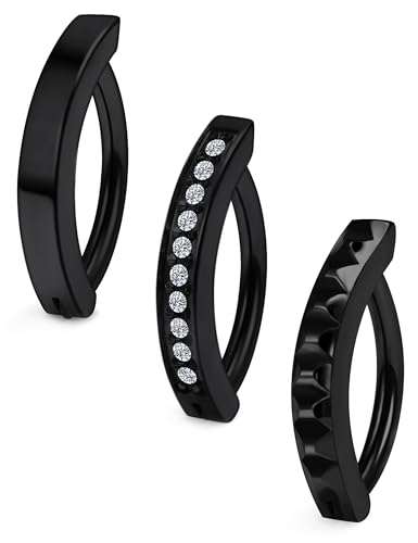 Vsnnsns 14G Clicker Belly Button Ring Piercing Jewelry 316L Stainless Surgical Steel Diamond CZ Navel Rings Clear CZ Clip Belly Button Ring Piercing Jewelry for Women Men 14 Gauge 10MM 12MM