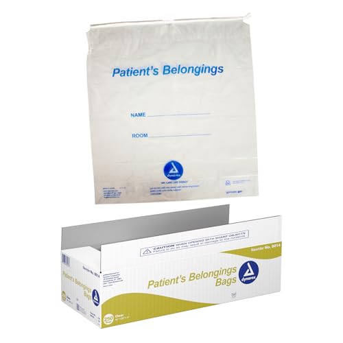 Image of Dynarex 8014 Patient Belonging Bag with Drawstring, 18 inch Length, 20 inch Width, 4 inch Height, Clear, Pack of 250