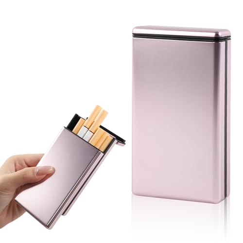 Kytpyi Zigarettenetui Klein, Zigarettenbox, Wasserdicht Druckfest Zigarettenetui Kunststoff für 20 Slim Zigarette, Herren Damen Zigarettenschachtel für Alltag, Geschäftstätigkeite, Geschenk (Rosa)