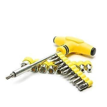 KARTCITY Repair Tool Wrench Bicycle Watch Phone Computer 24PC Household Multi-Function Manual Screwdriver Combination, T-Shaped Bread Handle Screwdriver Sleeve Set Repair Tool.