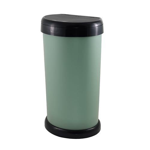 42L METAL EFFECT MATTE SAGE GREENFINISH Stylish Modern Design & Flat Back Space Saving Shape. Touch Lid Mechanism With Removable Bin Bag Retaining Ring. Ideal For The Kitchen Office or Bathroom