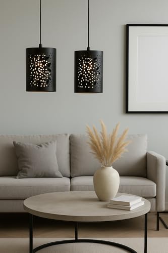 Image of BENE Jack Pendant Lamp, Mild Steel Indoor Chandelier Modern Hanging Lamp, E-27 Base Ceiling Hanging Light for Home Decor, Kitchen, Living Room, Bedroom, 10 cm (Black, Pack of 2 Pc)