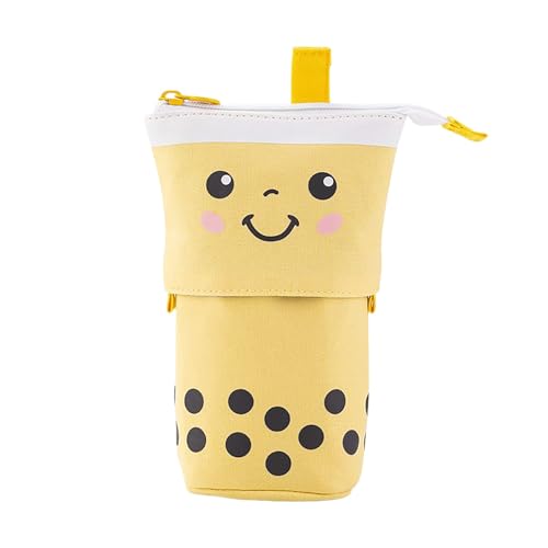 Astuccio creativo e carino con motivo tè al latte da tirare verso il e un portapenne rotondo allungabile con simpatico cartoni animati per conservare OtJ231 17 x 13 x 6 cm basso giallo