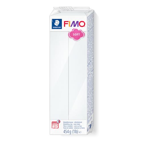 STAEDTLER 8021-0 FIMO Soft Oven-Hardening Polymer Modelling Clay - White (1 x 454g Block)