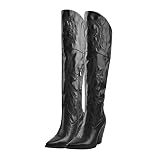 Richealnana Women's Knee High Over Knee High Block Heel Classic Pull On Tall Boots Black Size10