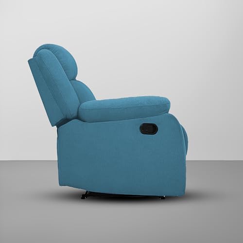 Image of Kayro Comfy Fabric | 1 Seater Recliner Sofa, Premium Fabric Upholstery, Soft Padded Body with Comfortable Cushions, Manual Recliner Chair for Living Room & Home Relaxation | Turquise