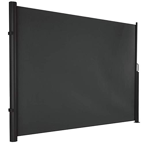 hausratplus ALU Seitenmarkise Seitenrollo osoltus Höhe 1.80m bis 3,50m Länge Windschutz extra lang Farbe: grau Cover