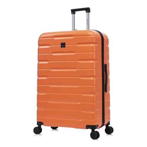 Image of Rocklands London Suitcase Large 29 Inch Hard Shell Lightweight Checked Luggage with 360° Rubber Spinner Wheels Durable Travel Case Telescopic Handle, TSA Lock (Orange)