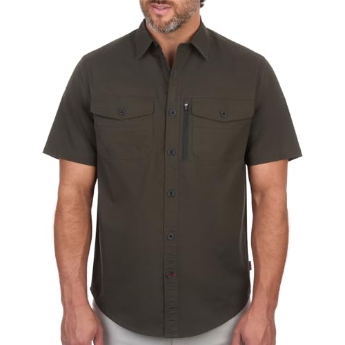 Coleman Men's Short Sleeve Stretch Ripstop Utility Shirt - Button Down Outdoor Work Shirts for Men